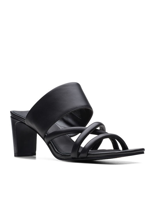 Clarks Seren65 Mule Leather Sandals Black