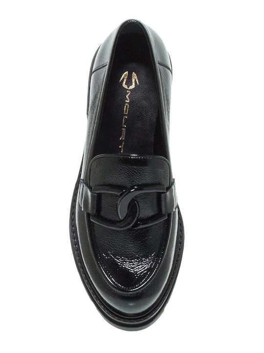 Mourtzi Patent Leather Women's Moccasins in Black Color