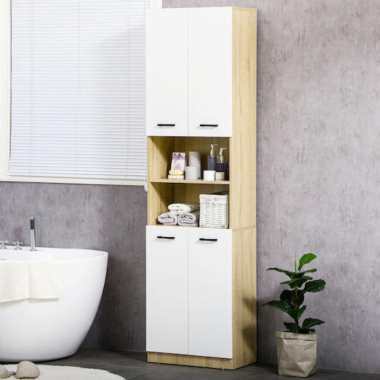 Kleankin Bathroom Cabinet L53xW33.5xH195.7cm White