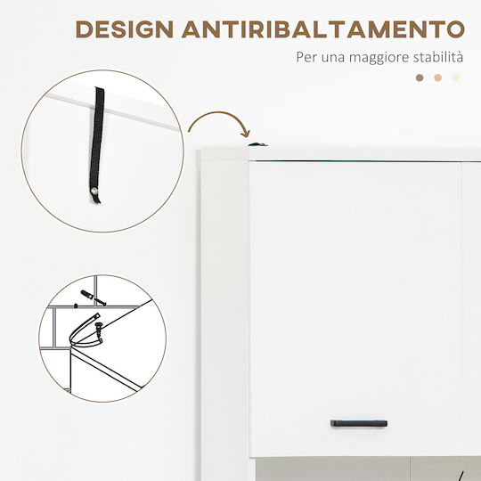 Kleankin Cabinet de baie L80xA33.5xÎ190cm Alb