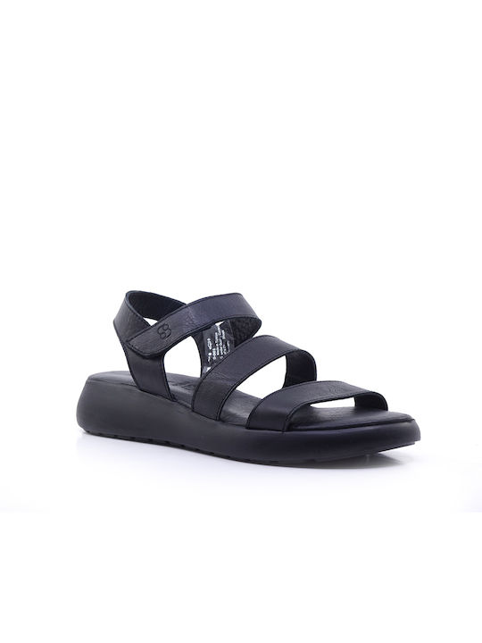 S.Oliver Leather Women's Flat Sandals Flatforms in Black Color