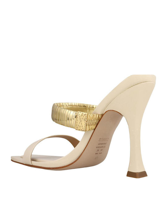 Δερμάτινα Πέδιλα Eggshell/Gold