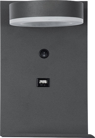GloboStar Crown Modern Lamp Wall with Integrated LED and Natural White Light Gray 23x23cm