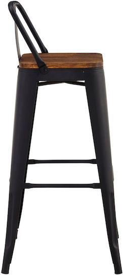 Metallischer Gartenhocker für Bar Außenbereich Relix Wood Dunkel Eiche / Schwarz 44x44x100cm