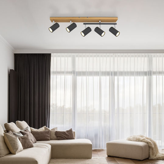 Globo Lighting Σποτ με 5 Φώτα και με Ντουί GU10 σε Μαύρο Χρώμα