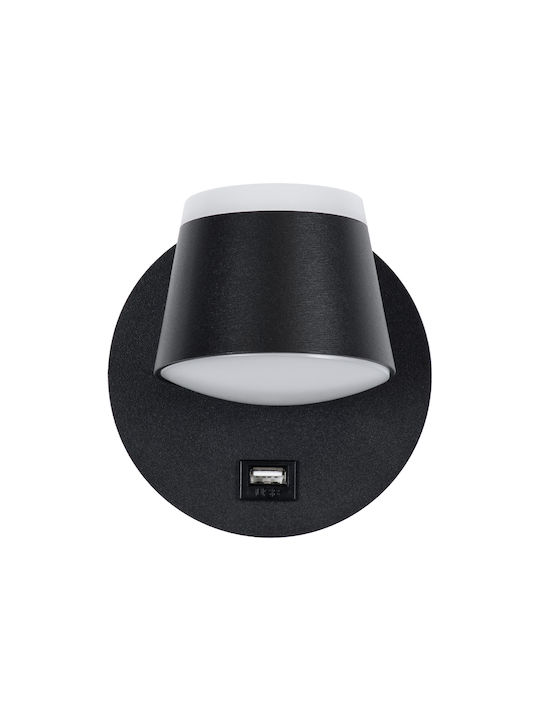 GloboStar Regency Modern Leuchte Wand mit Integrierter LED und Neutralweißes Licht Schwarz 12x13cm