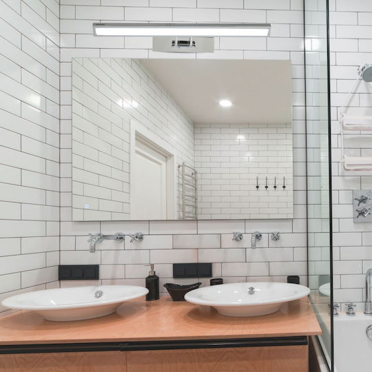 V-TAC Modern Leuchte Wand mit Integrierter LED und Warmweißes Licht Silber 45.5x4.5x19cm