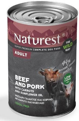 Naturest Umedă pentru Câini Câine Dietetică cu Carne de vită, Morcov și Carne de porc fără Cereale în Conservă 1 x 400gr.