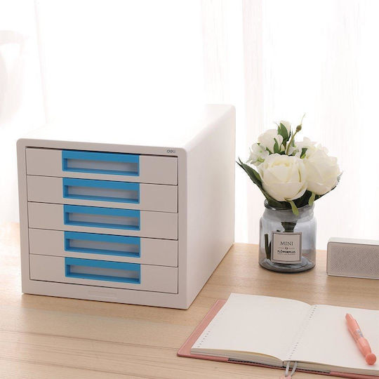 Deli Plastic Desktop Drawer 5 Positions 34x26x27.5cm White
