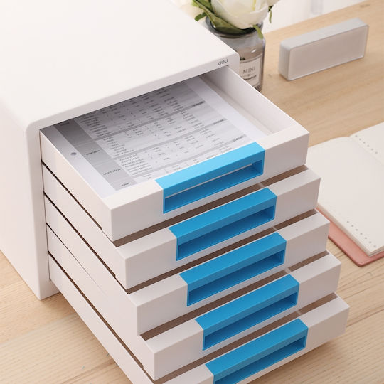 Deli Plastic Desktop Drawer 5 Positions 34x26x27.5cm White