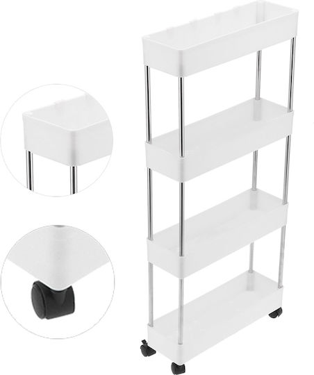 Floor Bathroom Shelf Plastic with 4 Shelves 39x12x86cm White