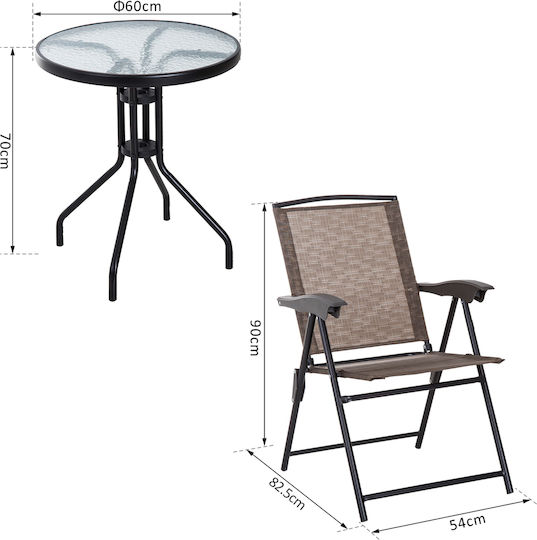 Dining Set for Small Outdoor Spaces 3 Pieces Brown