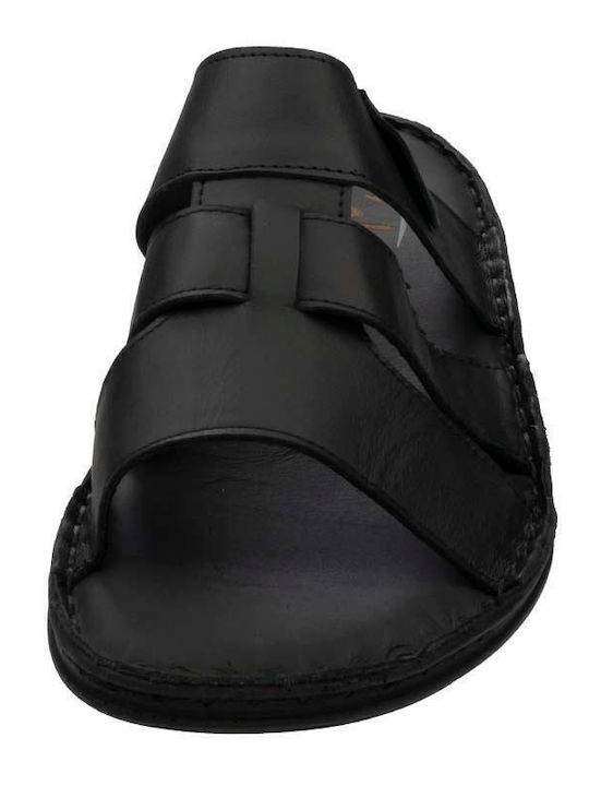 Leder Herrensandalen in Schwarz Farbe