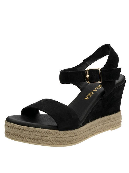 Ragazza Women's Suede Ankle Strap Platforms Black