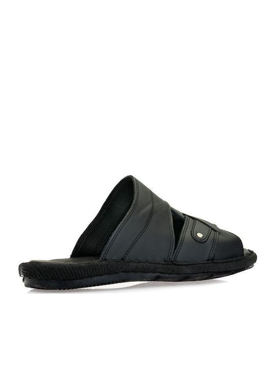 Leder Herrensandalen in Schwarz Farbe