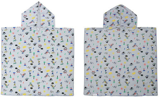 Flapjackkids Dino Kids Beach Poncho Dinosaurs Gray Reversible 61 x 61cm