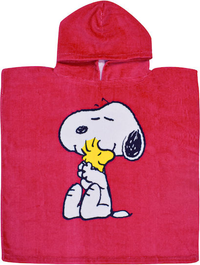 Stamion Snoopy Best Friend Детска плажна пончо Червен 100 x 50см.