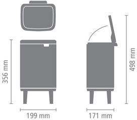 Brabantia Κάδος Bo Small Hi Απορριμμάτων Πλαστικός με Αιωρούμενο Καπάκι Μαύρος 4lt