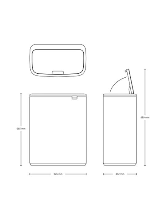 Brabantia Brabantia Recycling Mülleimer aus Inox Push Silbern 60lt