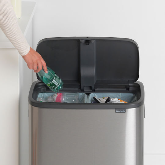 Brabantia Brabantia Recycling Mülleimer aus Inox Push Silbern 60lt