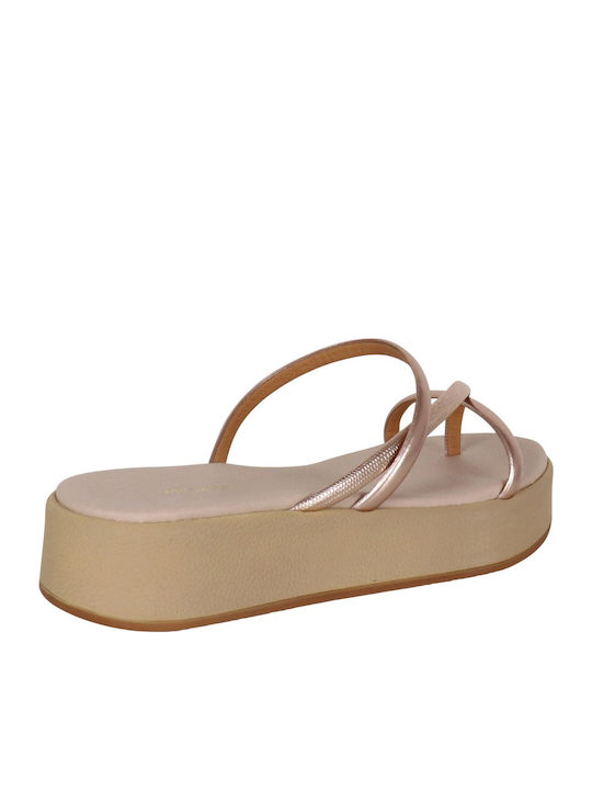 Γυναικεία Σανδάλια Flatforms Ροζ Χρυσό