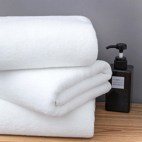 Cotton Linen Σετ 84 Ξενοδοχειακές Πετσέτες Μπάνιου 140x70 εκ. Λευκές Βάρους 500gsm