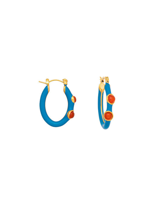 Excite-Fashion Earrings Hoops made of Steel Gold Plated with Stones