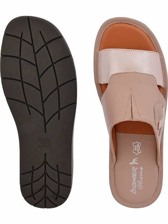 Comfort Leather Women's Flat Sandals in Tabac Brown Color