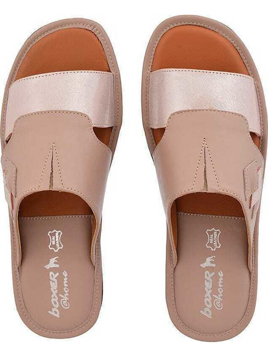 Comfort Leather Women's Flat Sandals in Tabac Brown Color
