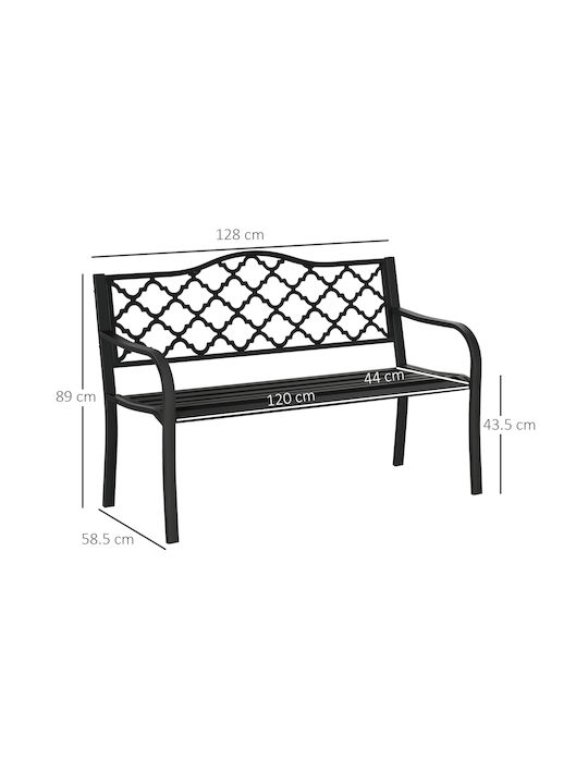 Bank Außenbereich Metallisch Schwarz 128x58.5x89cm
