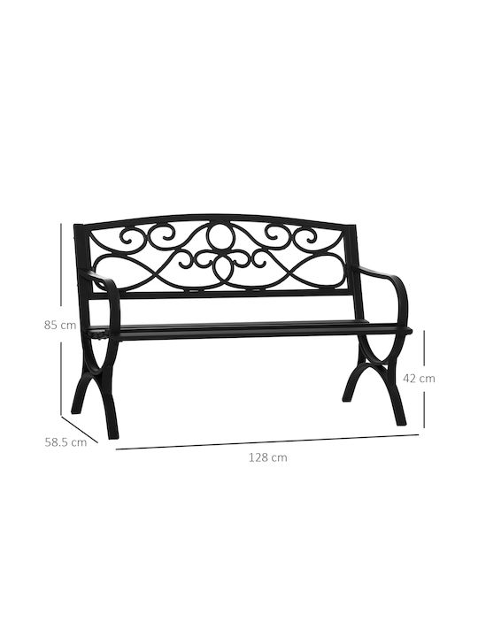 Bancă Exterior Metalic Negru 128x58.5x85cm