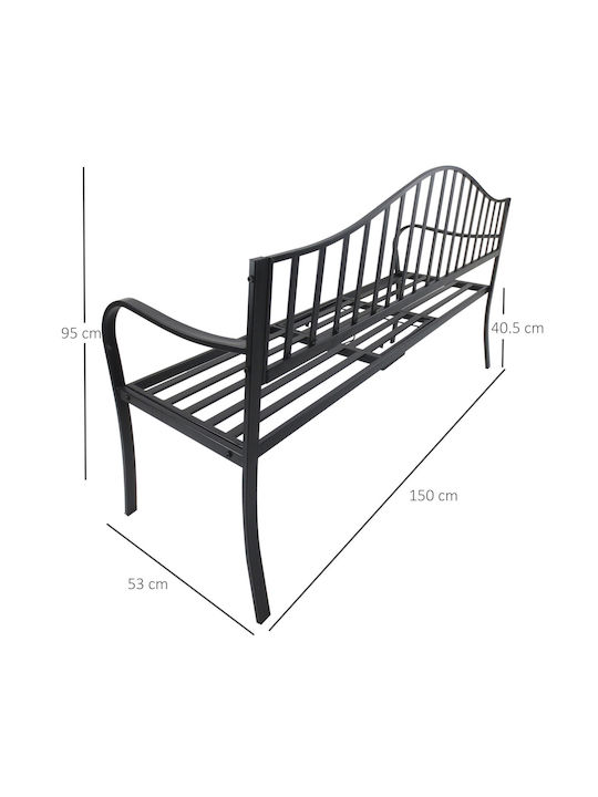Two-Seater Sofa Outdoor Metallic Black 150x53x95cm