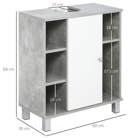 Kleankin Under Sink U-Carving Countertop without Sink L60xW30xH68cm White