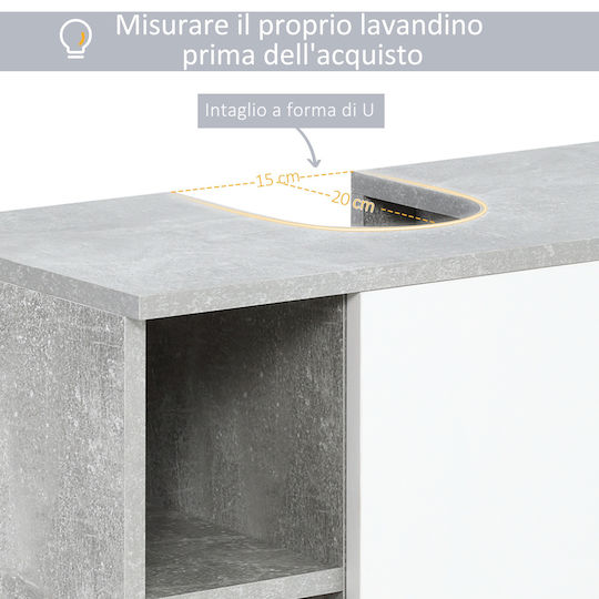 Kleankin Under Sink U-Carving Countertop without Sink L60xW30xH68cm White