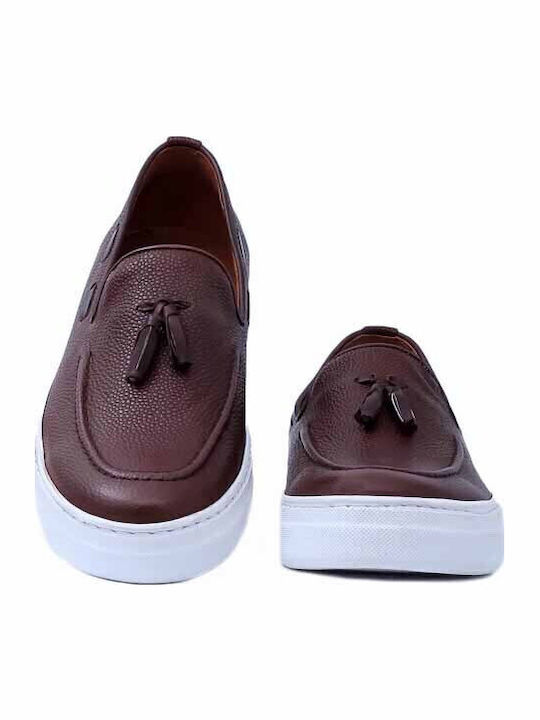 Δερμάτινα Ανδρικά Loafers σε Καφέ Χρώμα