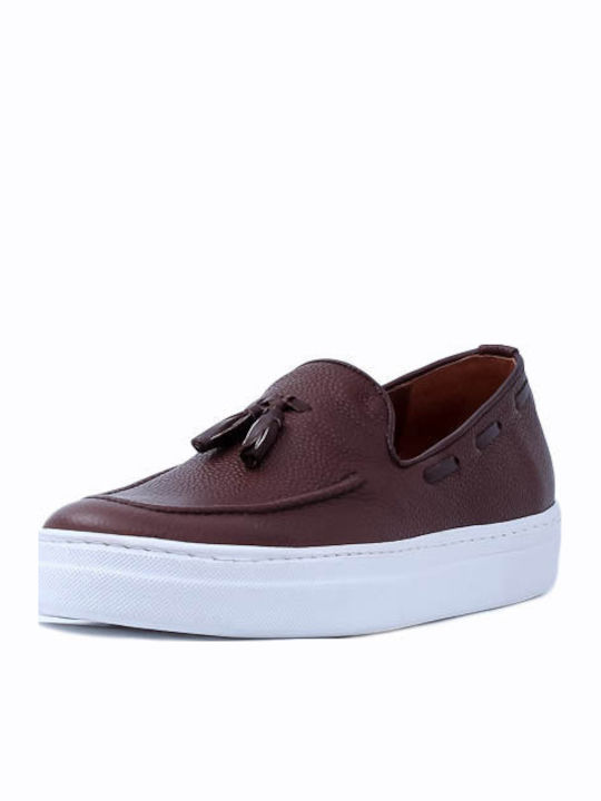 Δερμάτινα Ανδρικά Loafers σε Καφέ Χρώμα