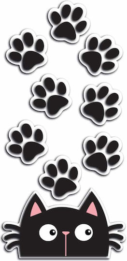 Decorative Sticker Wall Cat & Paws 1pcs Ango