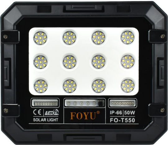 Foyu FO-T550 Στεγανός Ηλιακός Προβολέας LED 50W Ψυχρό Λευκό 6500K με Τηλεχειριστήριο IP66