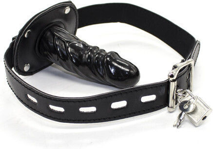 Naughty Toys Knebel Knebel-Gesichtsmaske mit Silikondildo in Schwarz Farbe