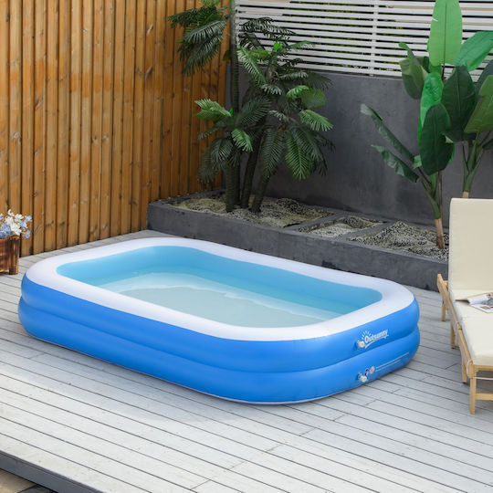 Outsunny Παιδική Πισίνα PVC Φουσκωτή 262x176x56εκ. Μπλε