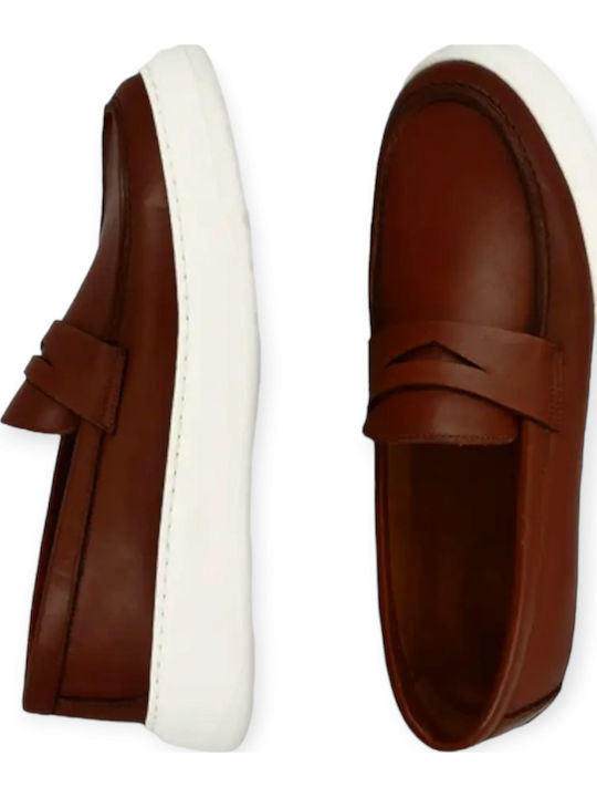Δερμάτινα Ανδρικά Loafers σε Ταμπά Χρώμα