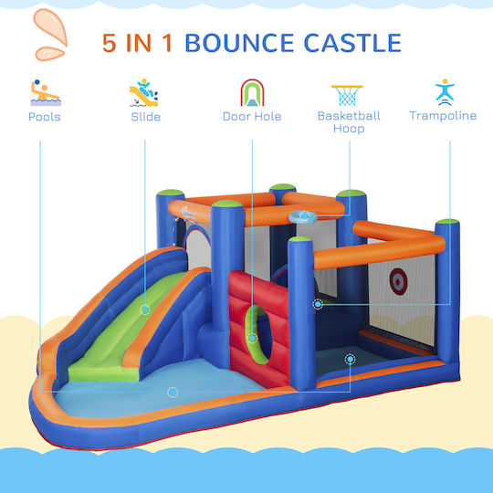 Outsunny Inflatable Bouncy Castle with Trampoline and Slide for 3-8 Years