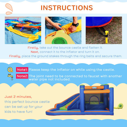 Outsunny Inflatable Bouncy Castle with Trampoline and Slide for 3-8 Years