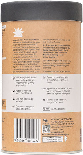 Amazonia Raw Protein Isolate Organic Gluten & Lactose Free with Flavor Coconut 1kg