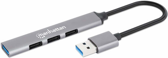 Manhattan USB Hub 4 Ports USB 3.0 with USB-A Connection Silver