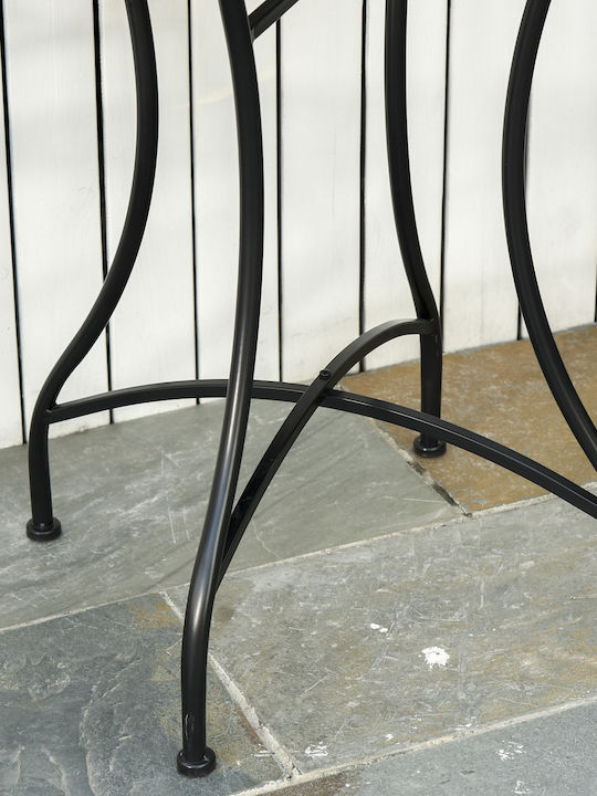 Outdoor Dinner Table with Ceramic Surface and Metal Frame Black 60x60x71cm