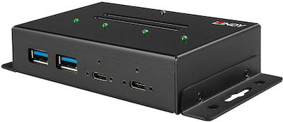 Lindy USB 3.1 4 Port Hub with USB-C Connection and External Power Supply