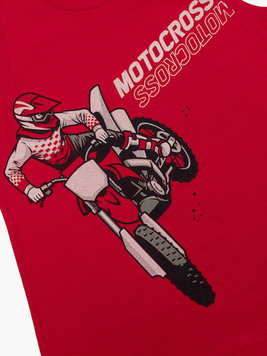 Minerva Παιδική Πιτζάμα Καλοκαιρινή Κόκκινη Motocross