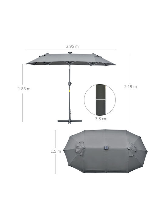 Umbrelă Rotundă Metalică Gri Φ2.95xÎ2.19m