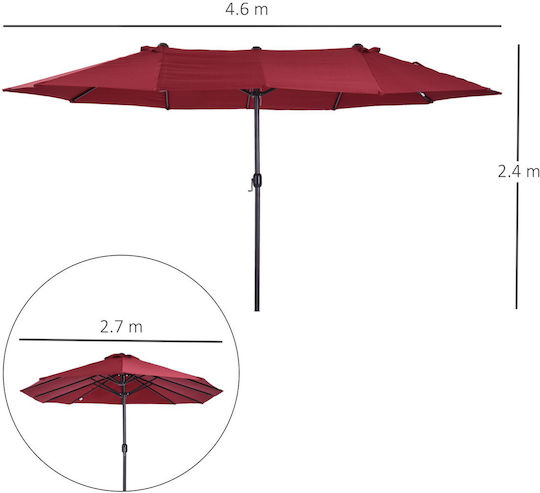 Ομπρέλα Στρογγυλή Μεταλλική Garden Wine Red Φ4.6xΥ2.4m